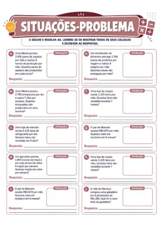 Capa de Atividades de situações problemas.