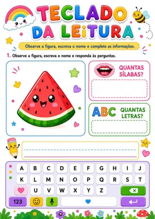 Capa de Teclado Da Leitura E Da Escrita