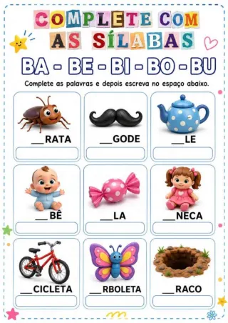 Capa de Família Silábica Complete As Palavras E Sílabas Complexas