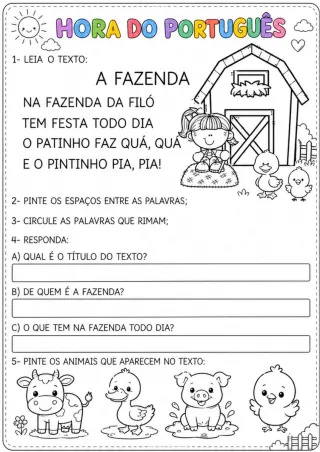 Capa de Caderno de interpretação textual lúdico.