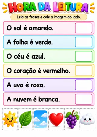 Capa de Atividades de ler as frases e recortar a imagem.